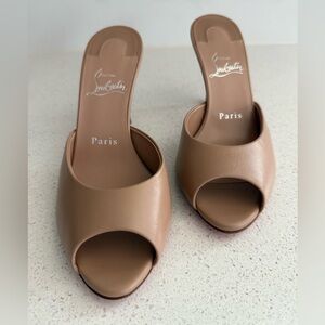 Christian Louboutin Me Dolly 85MM Leather Mules EU 37 US 7 Nude Blush